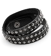 『HER LEATHER BRACE BLACK』 Amazon.com: Jovivi Men Women Punk Rock Wide Genuine Leather