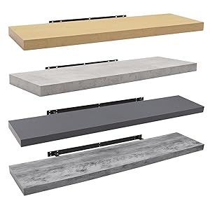 WOLTU High Gloss Floating Shelf Storage Display Unit Wall Mounted Bookcases Unit White 50 Cm 15 shelf