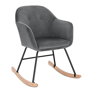 WOLTU Sedia A Dondolo Per Soggiorno Poltrona Relax Con Schienale Braccioli Grigio Scuro 12 schaukelstuhl