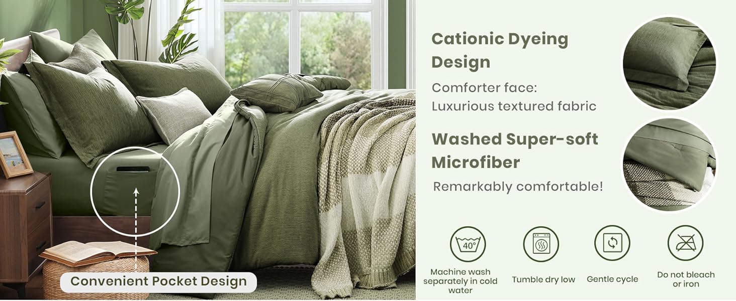 Monbix Queen Comforter Sets,Full Bedding Set 7 Piece, All Seasons Comforters