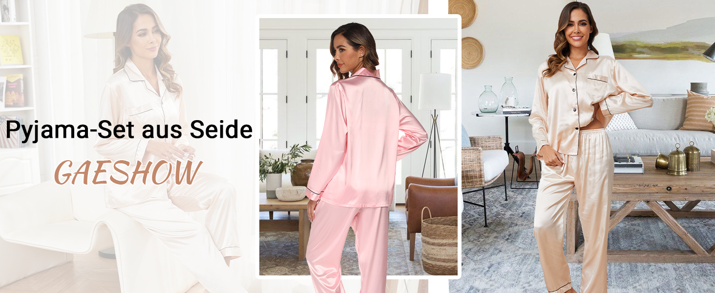GAESHOW Baumwolle Damen Pyjama Set Langärmelig