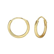 14k gold plated small hoop earrings close up 
