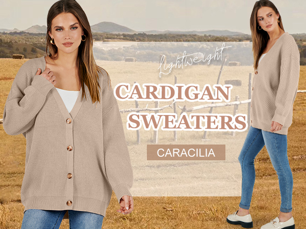 Caracilia Women's Oversized Cardigan Sweaters Long Sleeve