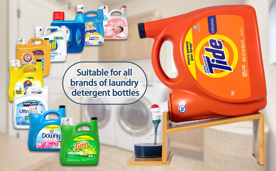 MyLifeUNIT Laundry Detergent Holder, 2 Pack Wooden Laundry