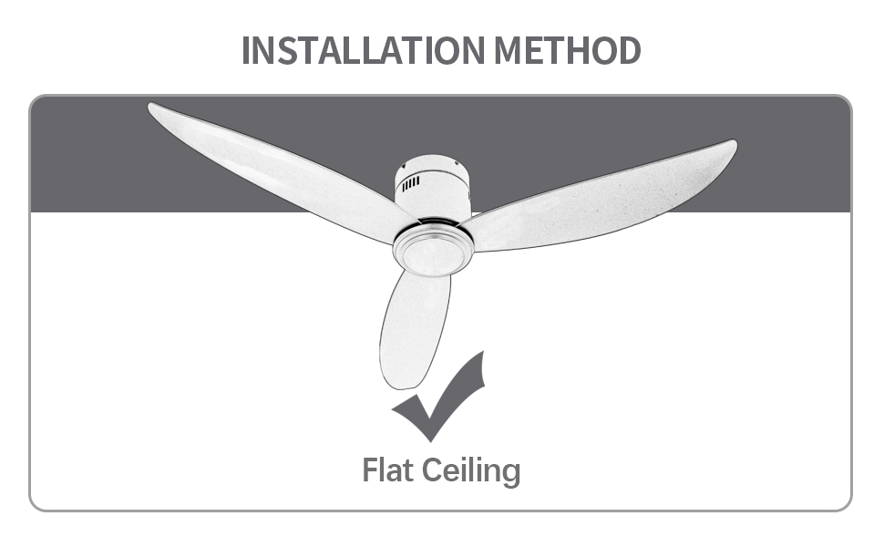 raccroc 52”Flush Mount Ceiling Fan No Lights and Remote