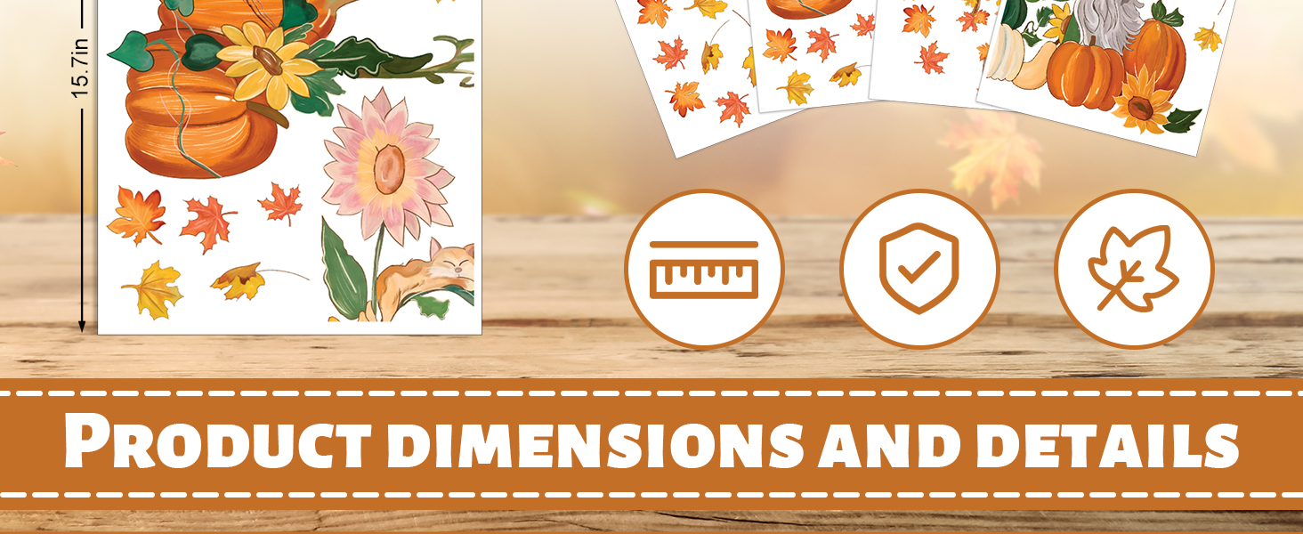 JarThenaAMCS Fall Gnome Window Clings Colorful Maple Leaves