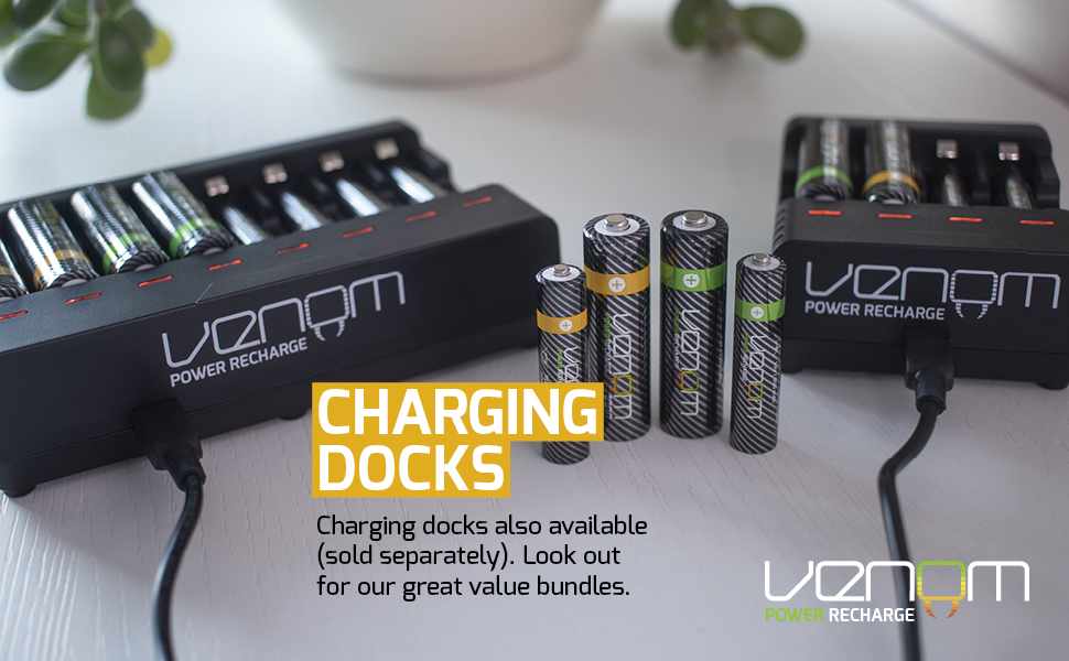 Venom Rechargeable AAA Batteries plus Charging Dock Includes 10 x AAA