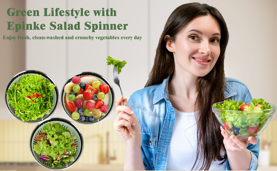 5.3Qt Stainless Steel Salad Spinner