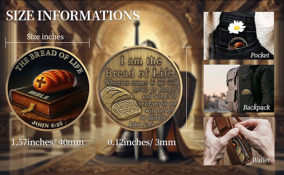 Bible Bread Religious Coin Inspirational Bible Verse Medallion Faith-Based Gifts