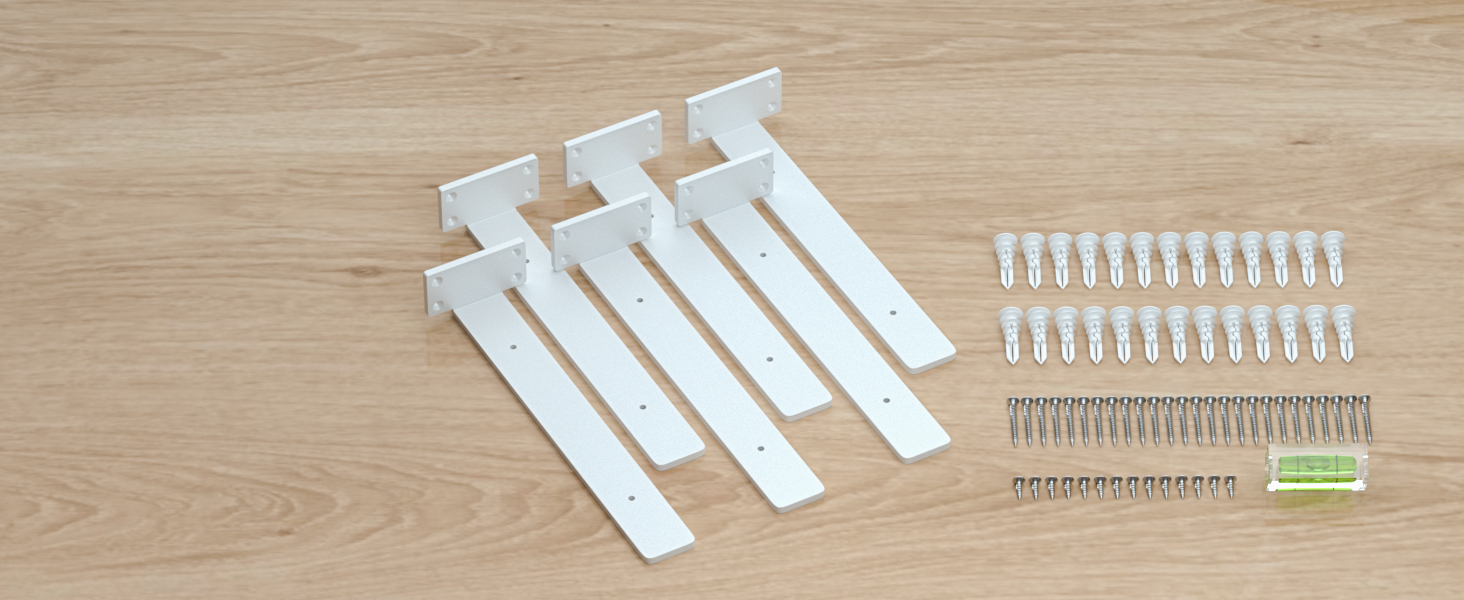 Heavy Duty Shelf Brackets 8 inch (1/5") Thick, 6 Pack Floating Hidden Shelf Brackets