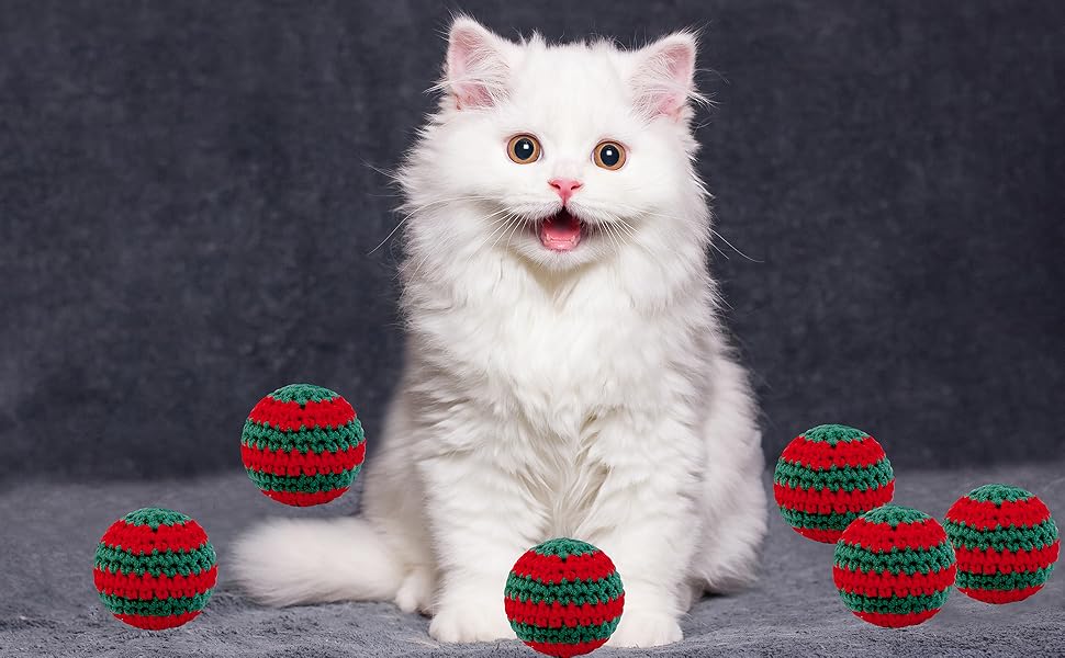 hand-knitted CHRISTMAS woolen cat ball toys1-2
