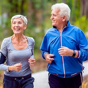 Old couple jogging