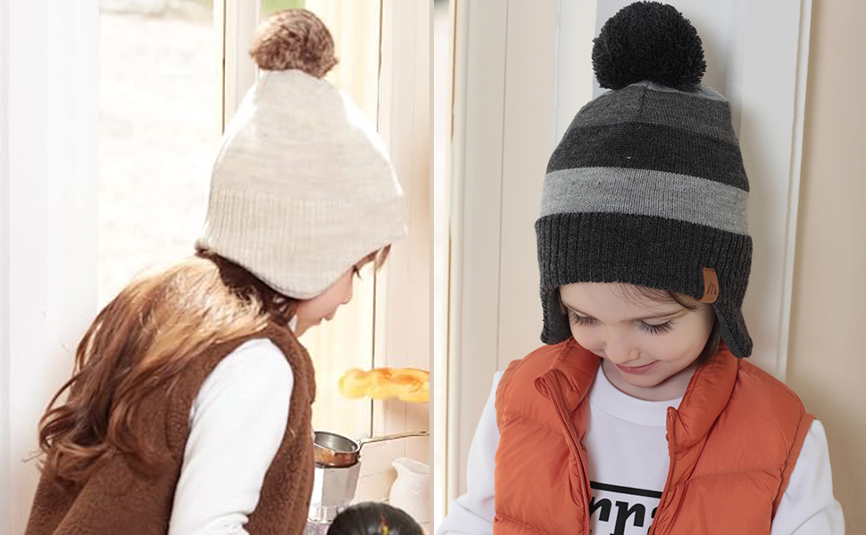 Series of images showing someone wearing casual attire including gray beanie and orange sweater in different poses.