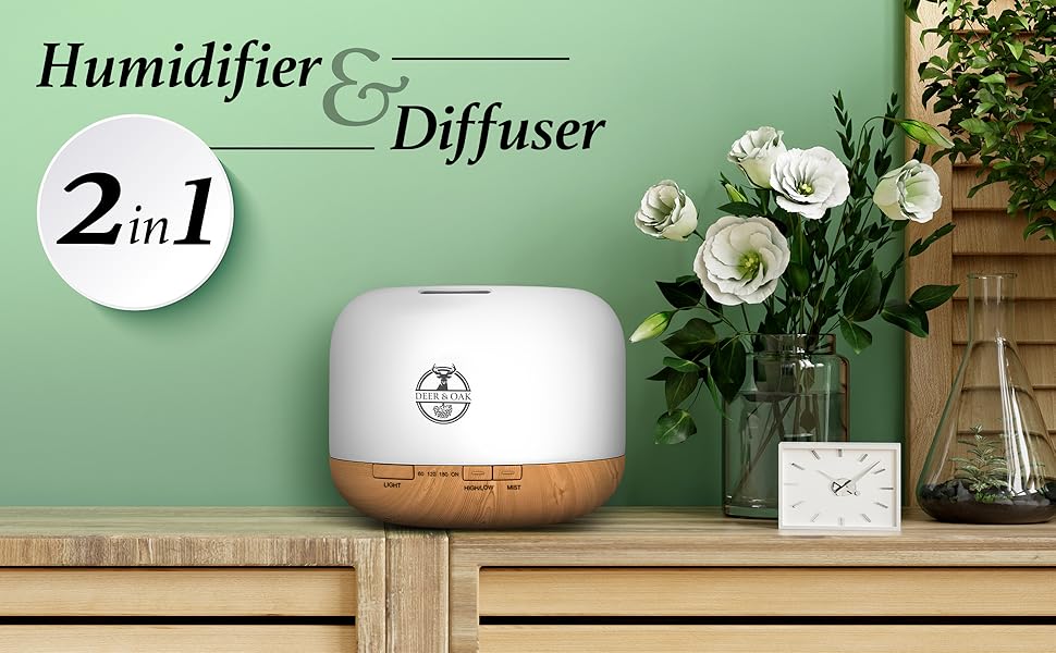 Deer & Oak 500ml Aromatherapy Diffuser Humidifier Essential Oil Diffusers For Home Air