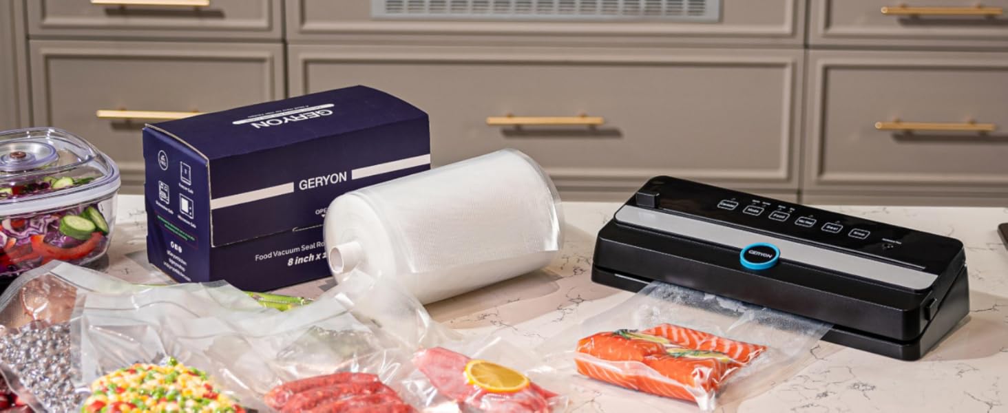 GERYON Vacuum Sealer Bags Rolls 8" x 120' Keeper with Cutter Box for All Vacuum Sealer Machine