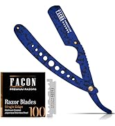 Facón Straight Razors for Men - Professional Barber Straight Edge Razor Kit with 100 Blades, Clas...