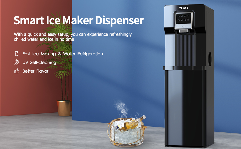 VECYS 2 in 1 Bottom Load Water Cooler Dispenser with Ice