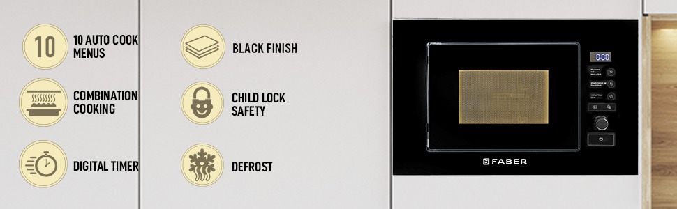 Faber 20L Built-In Microwave Oven - Auto Cook & Grill -15
