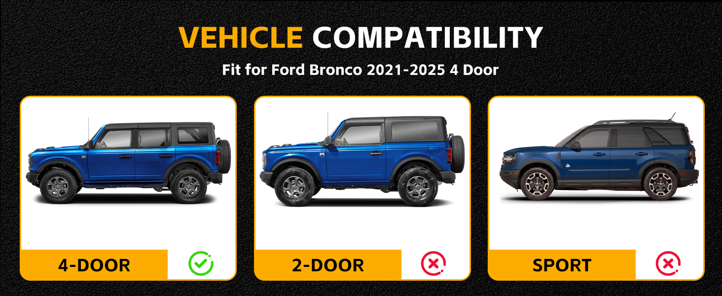 Rear Ceiling Lights Ford Bronco 4 Door 2021-2025 Trunk LED Roof Dome Lamp Touch Switch Reading Light