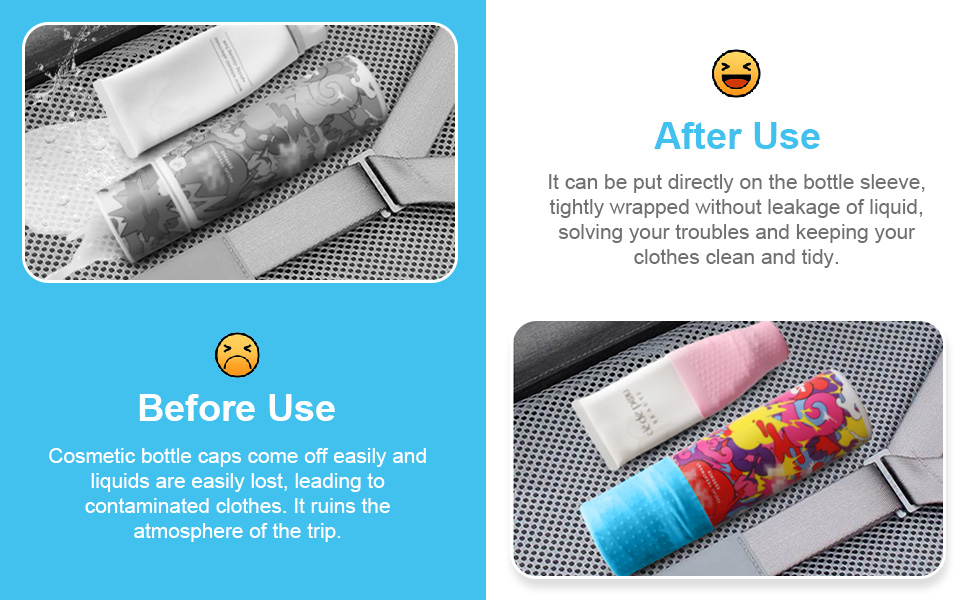 8Pcs Elastic Sleeves Toiletry Covers for Leak Proofing,Silicone Bottle