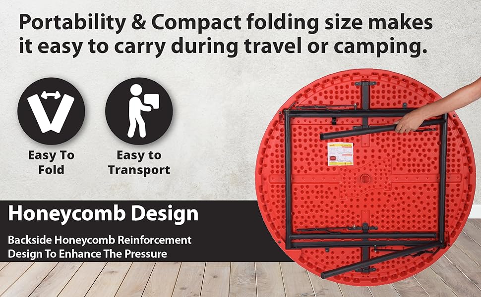Supreme Furniture Disc Foldable, Round Plastic Table
