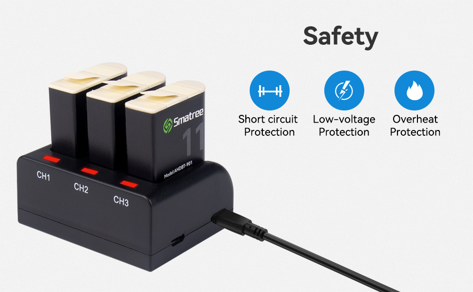 Smatree Batteries Compatible for GoPro Hero 11,Hero 10,Hero