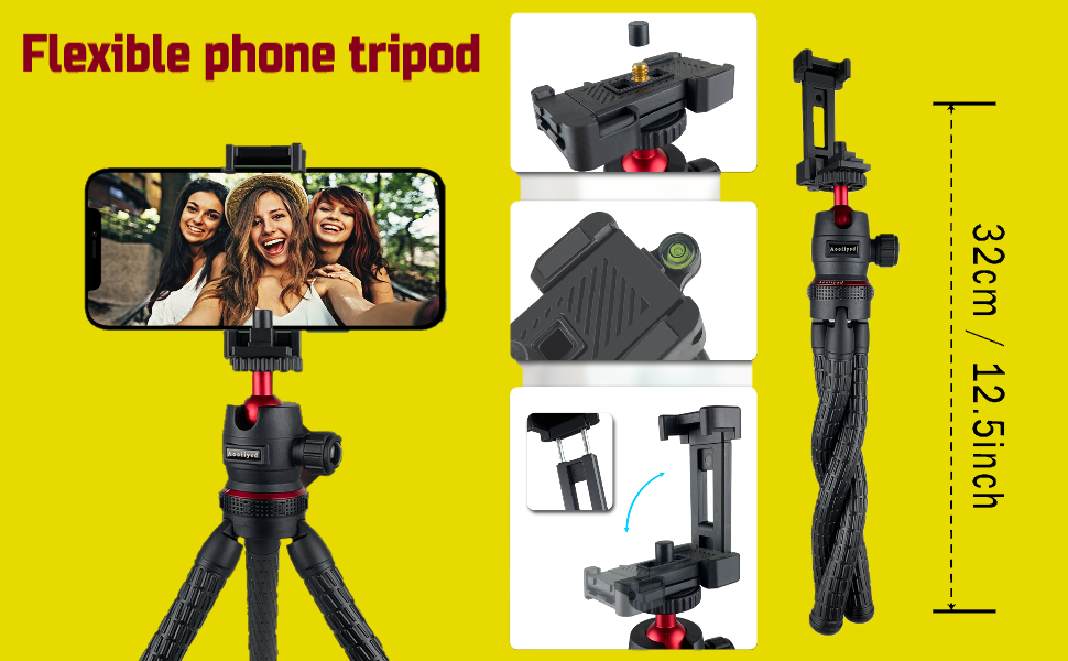 Flexible Tripod, Phone Stand for Recording, Pocket Tripod