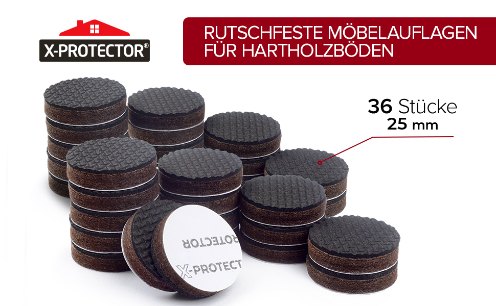 Tarrox Anti rutsch Gummi 25x25 mm schwarz 9 Stück