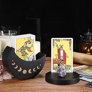 Wooden Tarot Card Stand Holder with Crystal Stone Storage Case