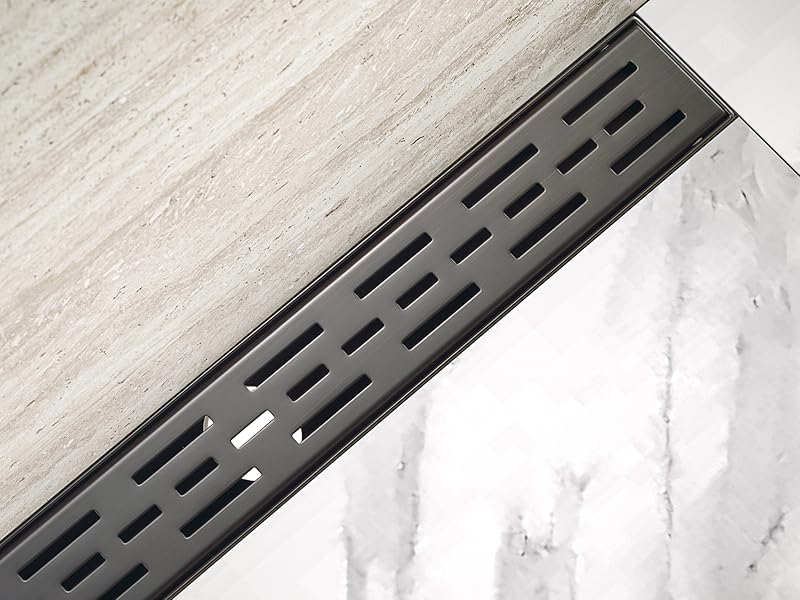 HEATGENE 36Inch Linear Shower Drain in Brushed Stainless Steel Rectangular Shower Floor Drain