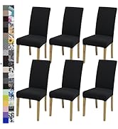 Dining Chair Cover,Dining Room Chair Covers Set of 6,Jacquard Stretch Kitchen Chair Cover,Detacha...