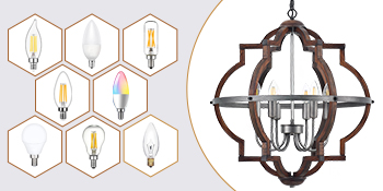 Brown Sliver 6-Light Orb Farmhouse Chandelier