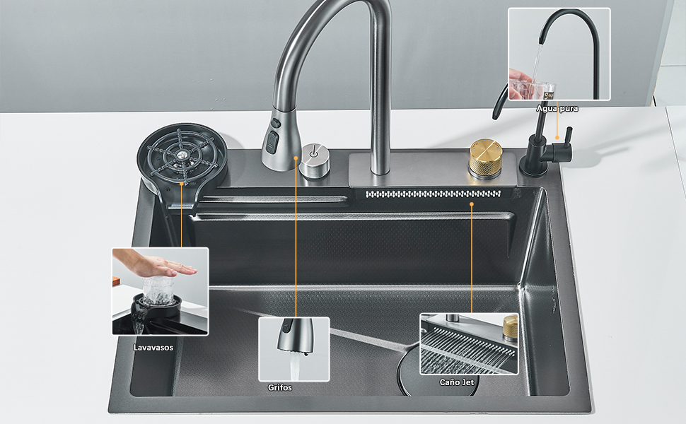 TVTIUO Fregadero Multifuncional, Fregadero de Cocina