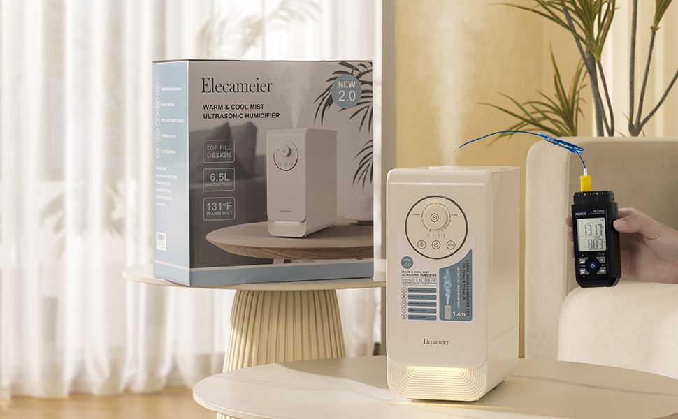 Warm and Cool Mist Humidifier New 2.0, Elecameier 6.5L Top
