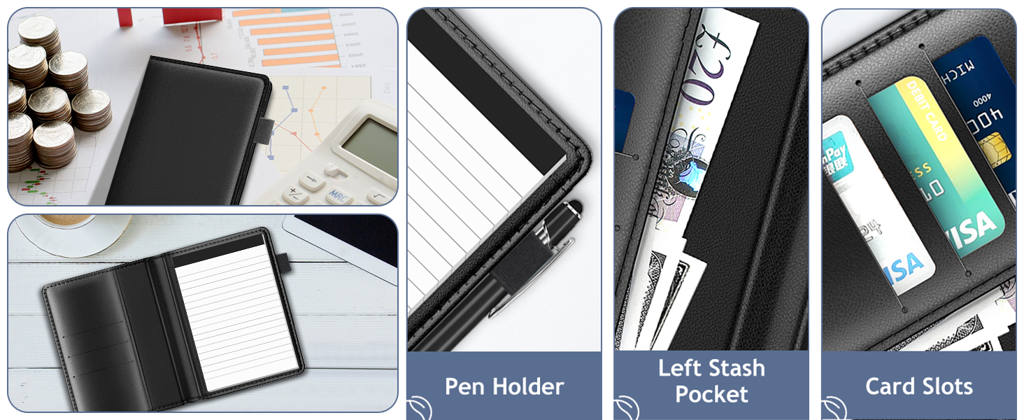 Small Notepad 4x6 Inch Holder Set 8 Pcs Notepads Pen Holder with 30