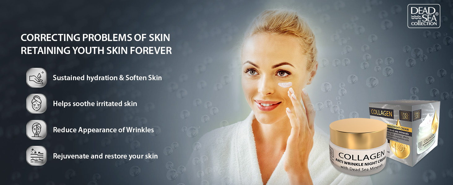 Anti-Wrinkle Night Cream for Face with Collagen Skin Care with Sea Minerals Face Cream (1.69 fl.oz)