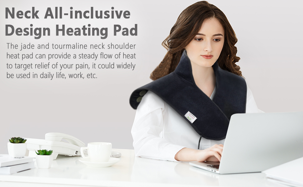 UTK Heating Pad for Neck and Shoulders, Far Infrared Heat Pad, Natural