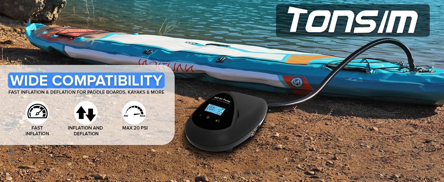 TONSIM 20 PSI SUP pump for fast paddle board inflation