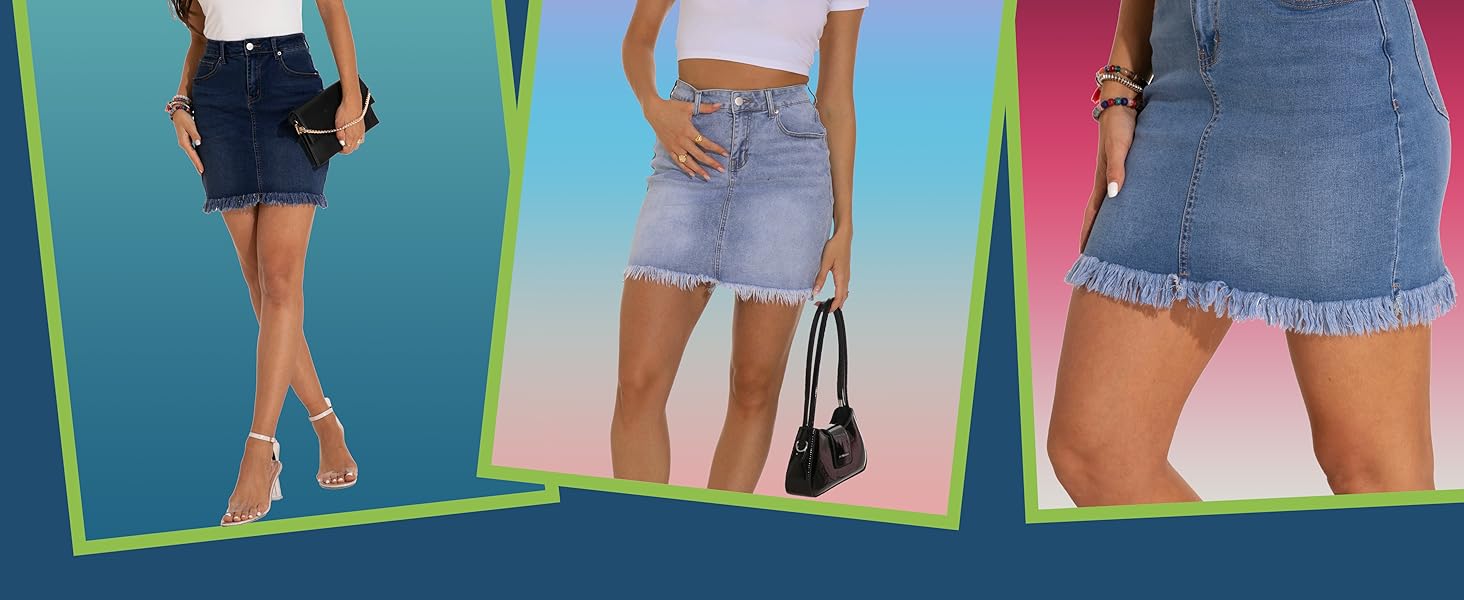 Raw Hem Bodycon Pencil Denim Skirt