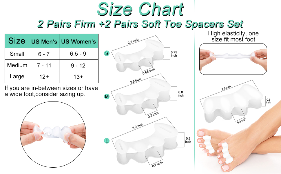 8Pcs Toe Spacers for Feet Women Men, Toe Separators to