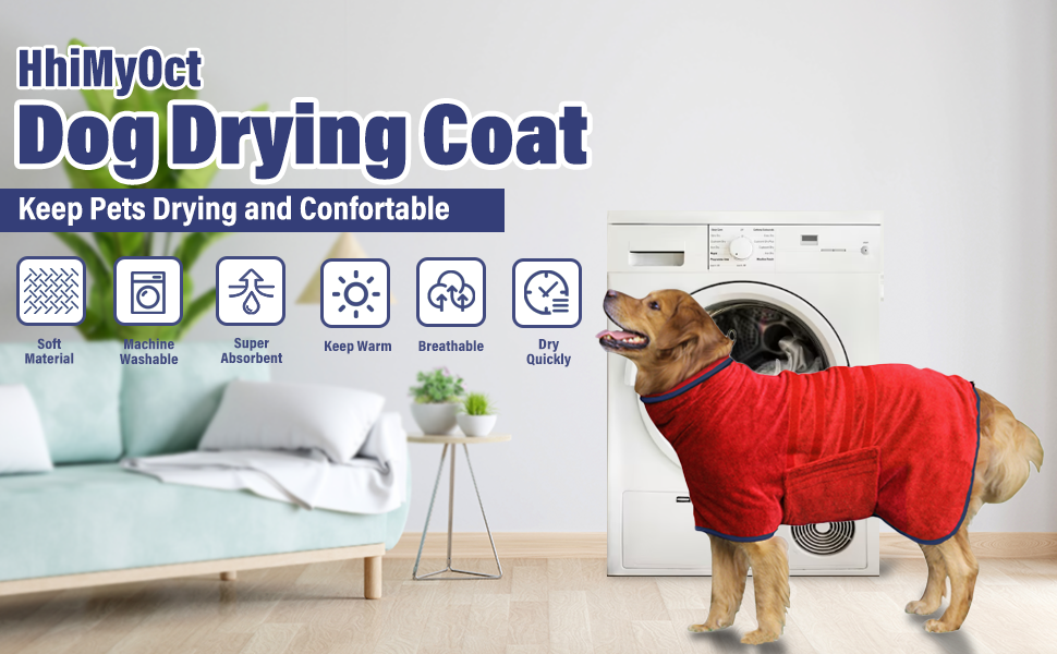 HhiMyOct Dog Drying Coat Fast Drying Dog Towel Robe