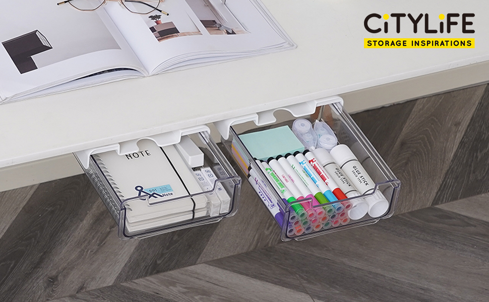 Under Desk Drawer Organizer No Drilling 2 Slide Out Drawer Under Table Storage Drawer Clamp On Under Desk Management Drawer Organizer Suitable For Home And Office