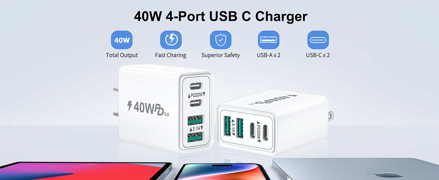 dual usb c charger block