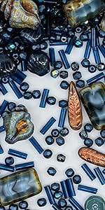 Dark Blue Czech Glass Beads Mix
