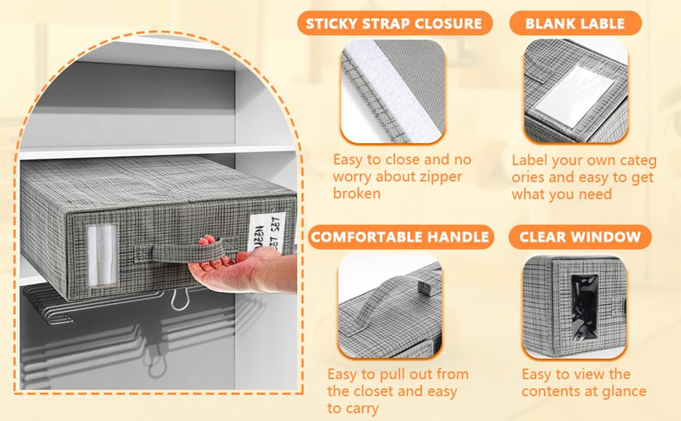 LINGSFIRE Foldable Bed Sheet Set Organizer Queen or King Size, 2Pack