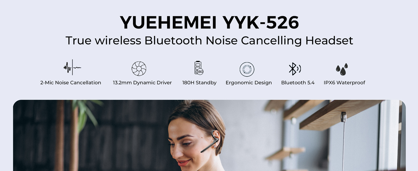 YYK-526 Wireless Business Bluetooth Earpiec Headset
