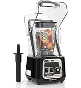 CRANDDI Commercial Blender, 2200W Countertop Blenders with Removable Shield, Quiet Smoothie Blend...