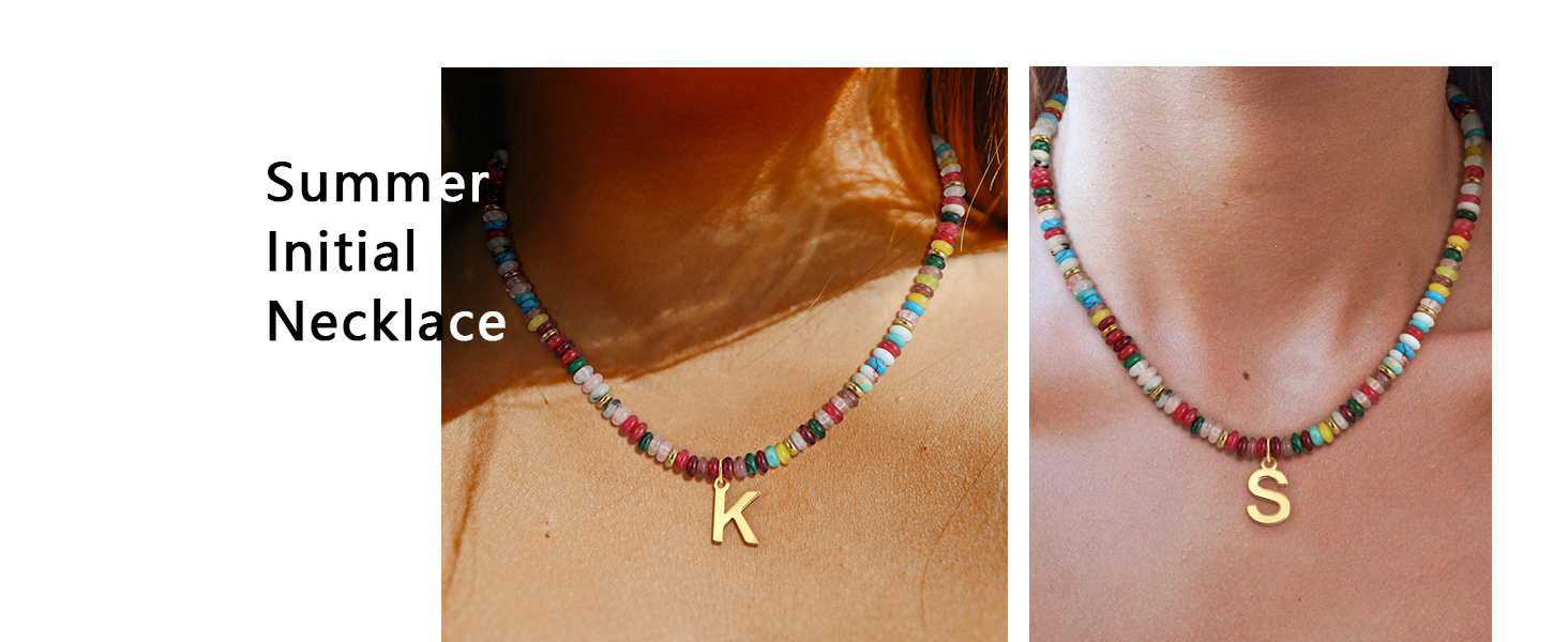 bead initial necklace