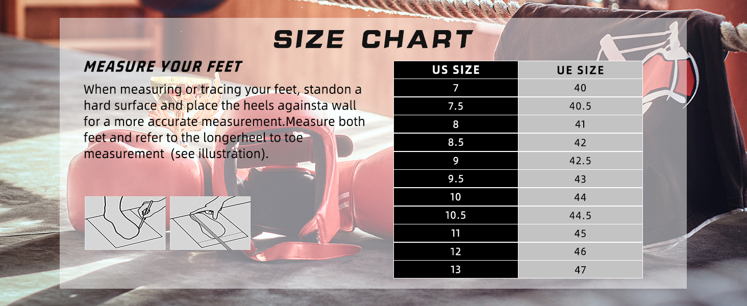 wrestling shoes boxing shoes for mens SIZE CHART