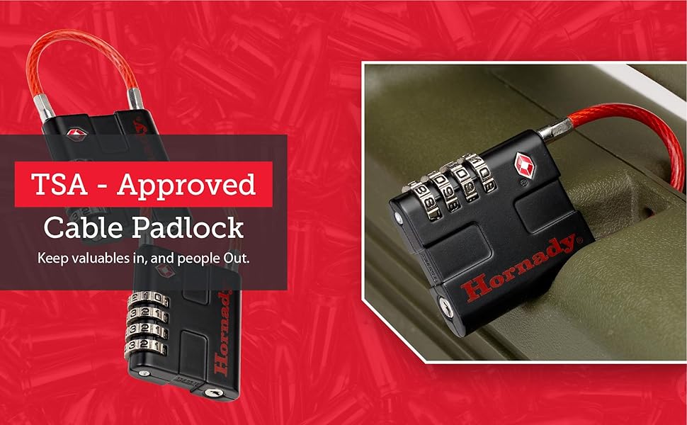 Hornady TSA Approved Cable PadLocks 2pk, 96022 All Metal 4 Digit